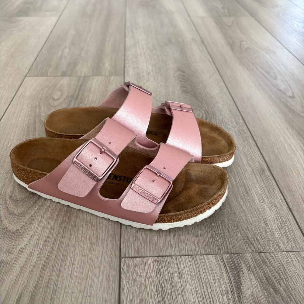 Birkenstock Womens Size 38/7-7,5 Arizona Icy Metallic Old Rose Sandals - Picture 2 of 11